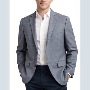 Michael Kors Wool Plaid Blazer Gray Blue Plaid Men's Size 42R